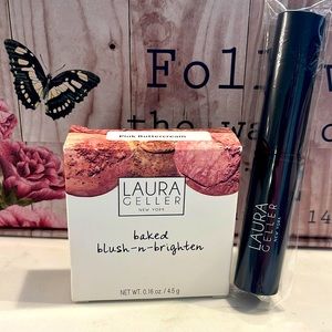 Laura Geller baked blush n brighten 0.16 oz with retractable powder brush